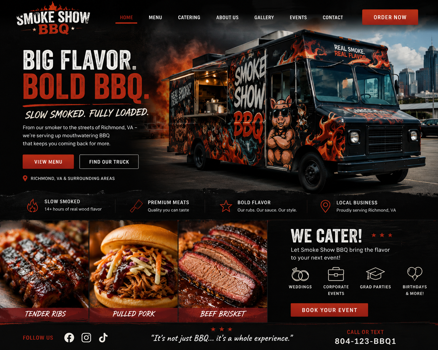 Smoke Show BBQ business website example